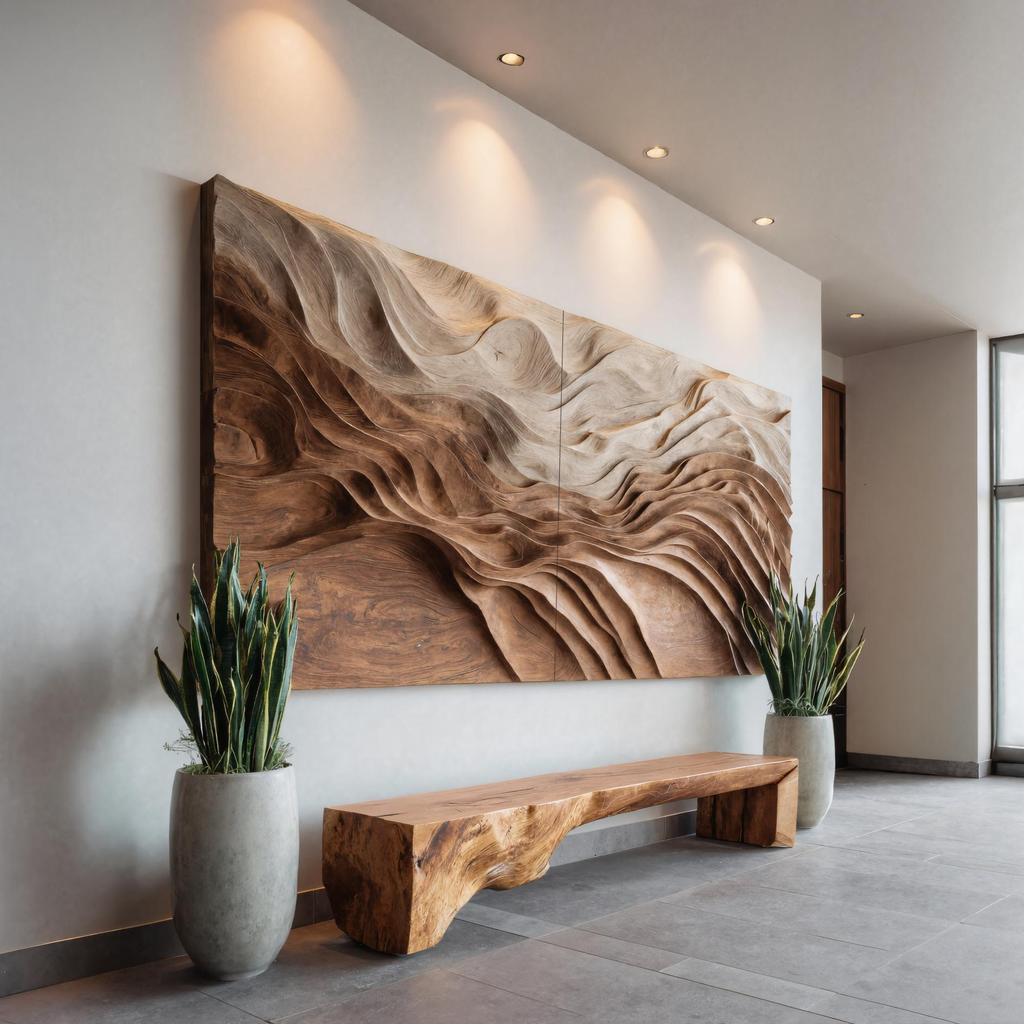 Sculptural Wall Art With Flowing Design For Living Room