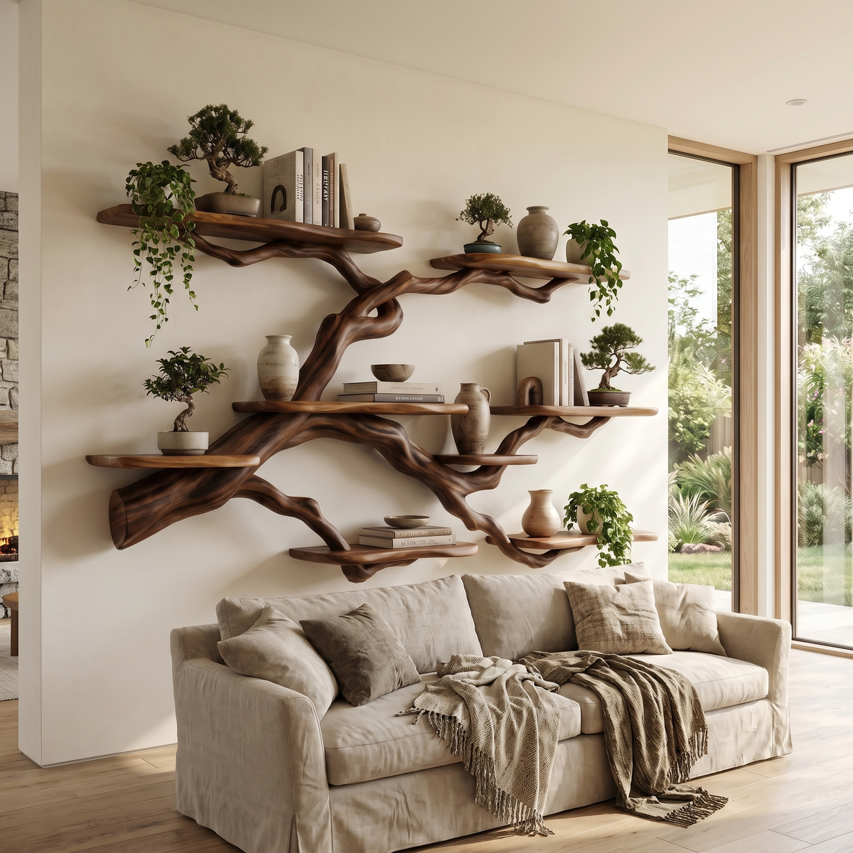 Verdantridge Handcrafted Solid Wood Floating Tree Bookshelf